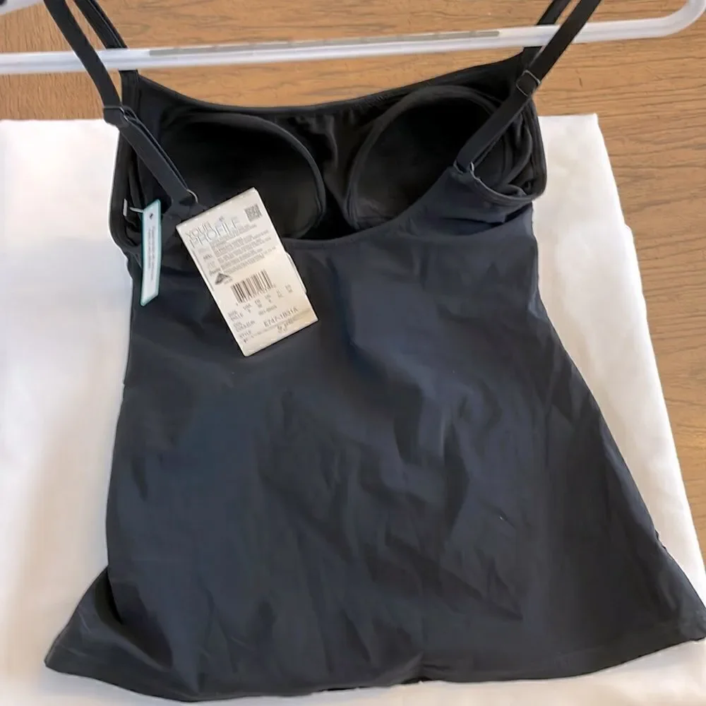 PROFILE BLACK CUTOUT TANKINI TOP.  NEW WITH TAGS.